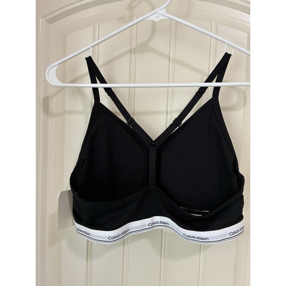 Calvin Klein Motive Cotton Stretch Lightly Lined Bralette XL NEW! Black